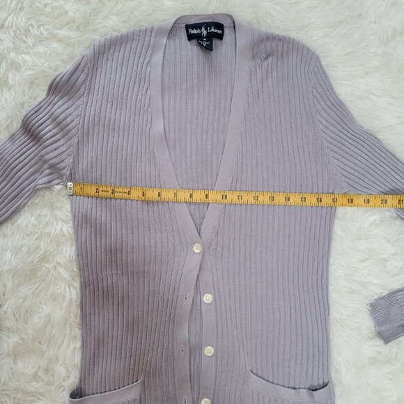 Vintage Ralph Lauren Blue Label 100% Silk Cardigan Sweater - Size Medium - Picture 8 of 10